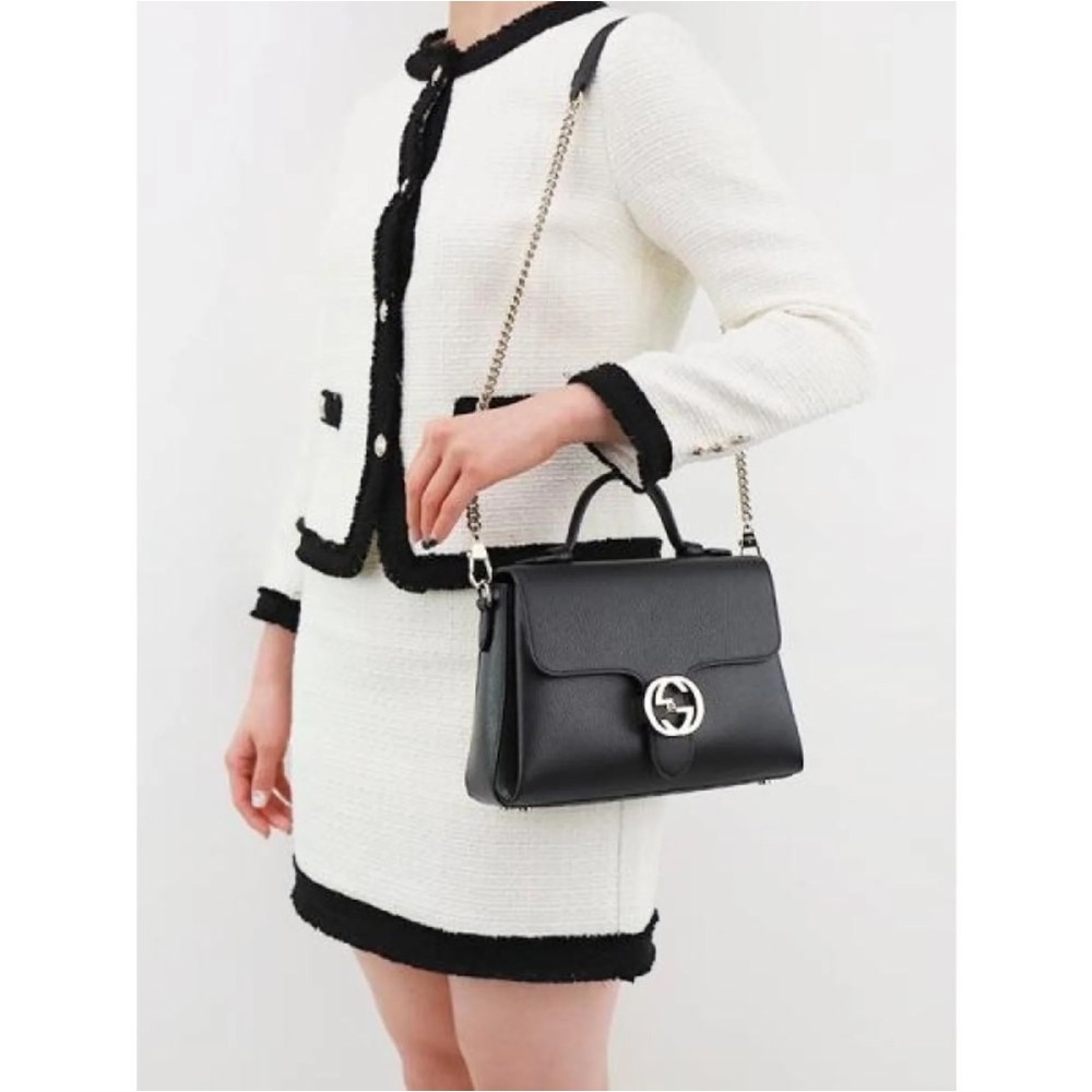 Gucci Interlocking Black Leather Chain Crossbody - Picture 13 of 13